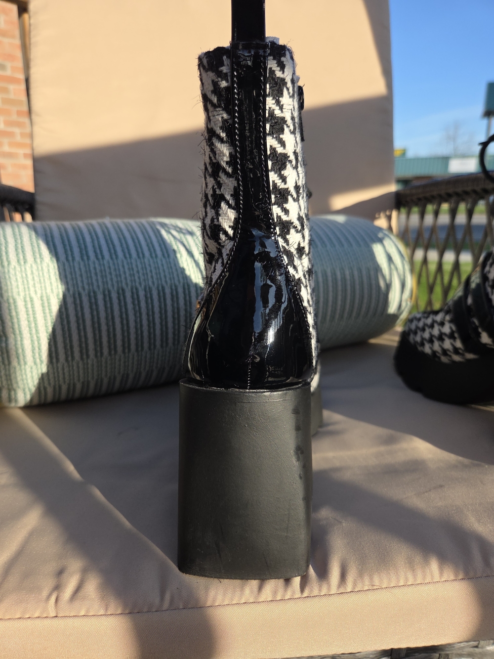 Betsey Johnson Black & White Houndstooth Platform Lace-Up Boots - Picture 7 of 8